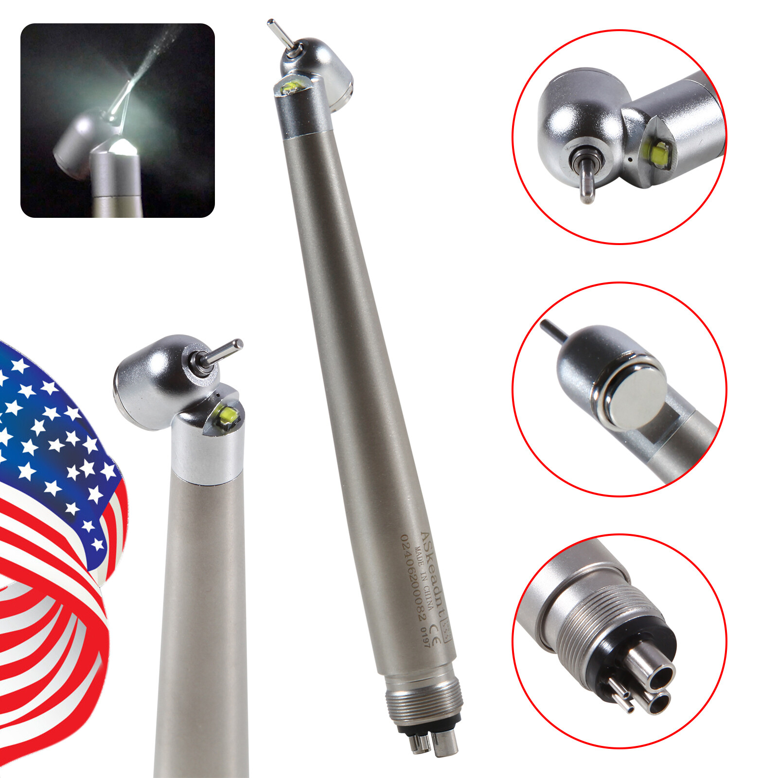NSK Style Dental Surgical Handpiece 45 Degree High Speed 4 H E-generator LED sa