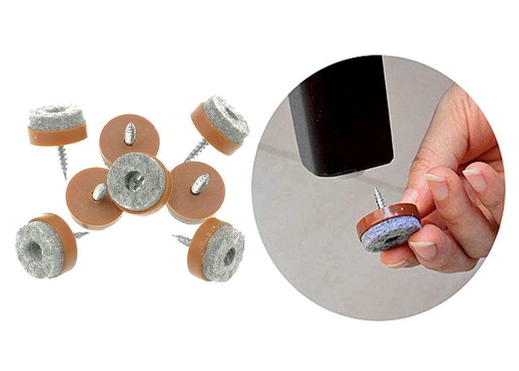 ALIMITOPIA 40pcs Screw-on Furniture Felt Pad Chair Glide 28mm(Brown), Brown