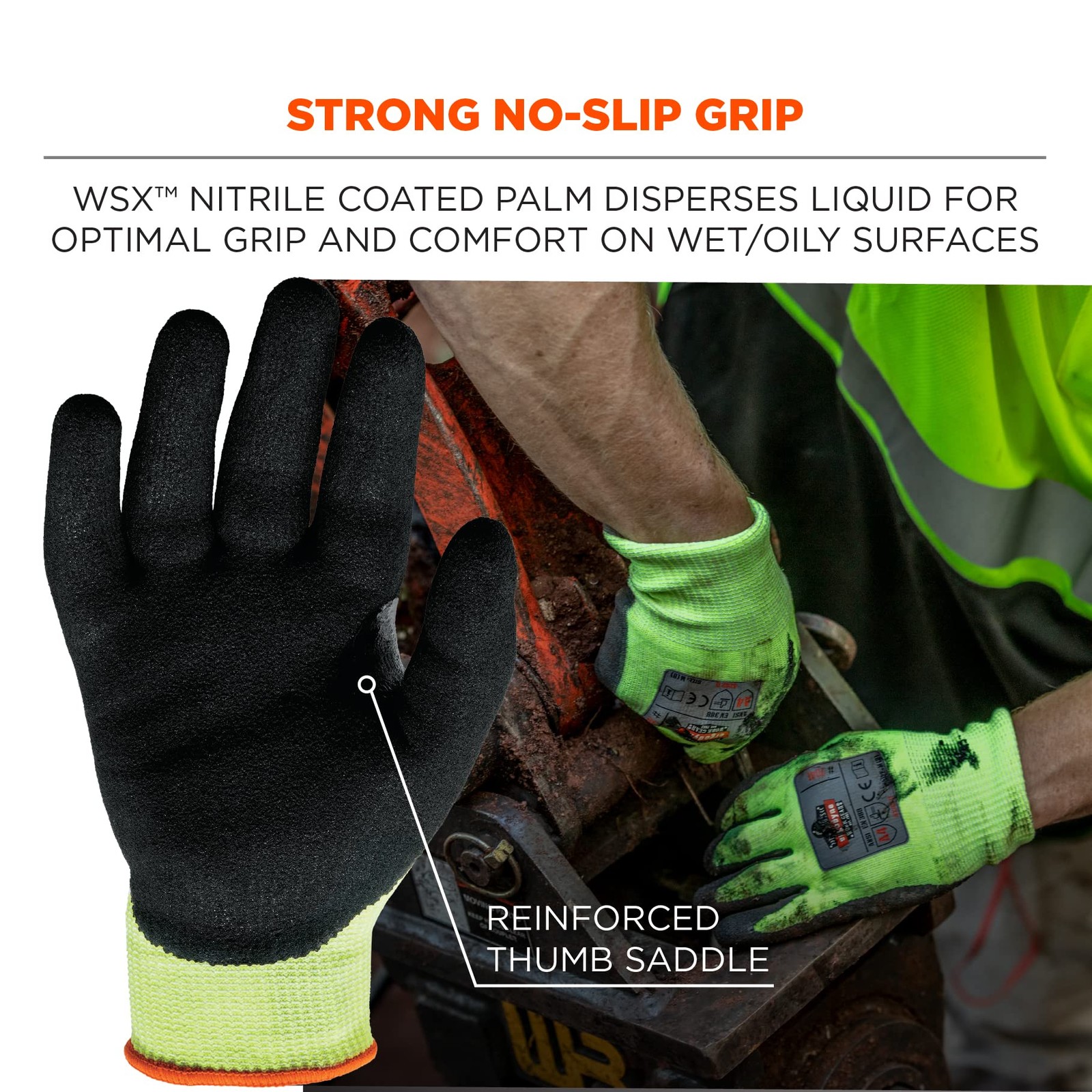 unisex adult Nitrile-coated ANSI A4 Nitrile Coated CR Gloves, Lime, Medium US