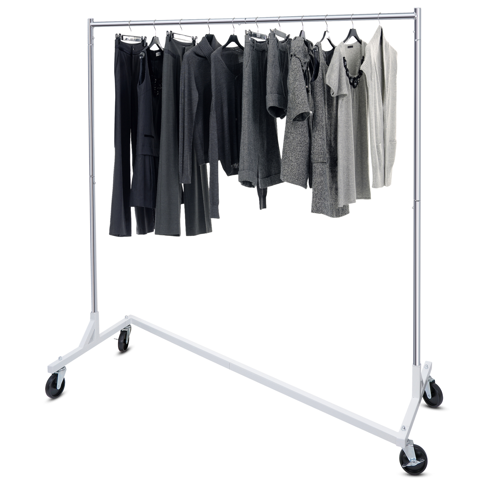 Metal Rolling Clothes Garment Rack Collapsible Clothing Stand Wheels Heavy Duty