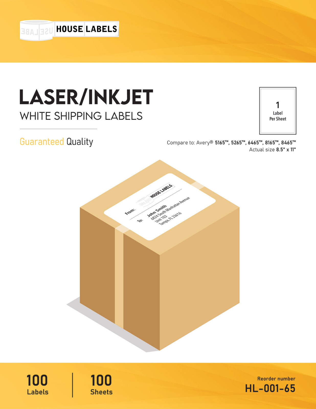 Full Sheet Shipping Labels Self Adhesive Blank 1-UP 8.5″ x 11″ White 200 Sheets