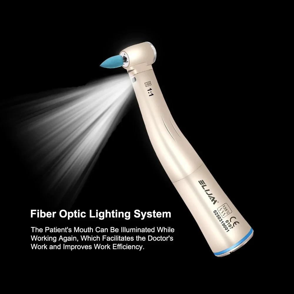 Dental Low Speed Handpiece Fiber Optic 1:1 Contra Angle Handpiece With LED Light