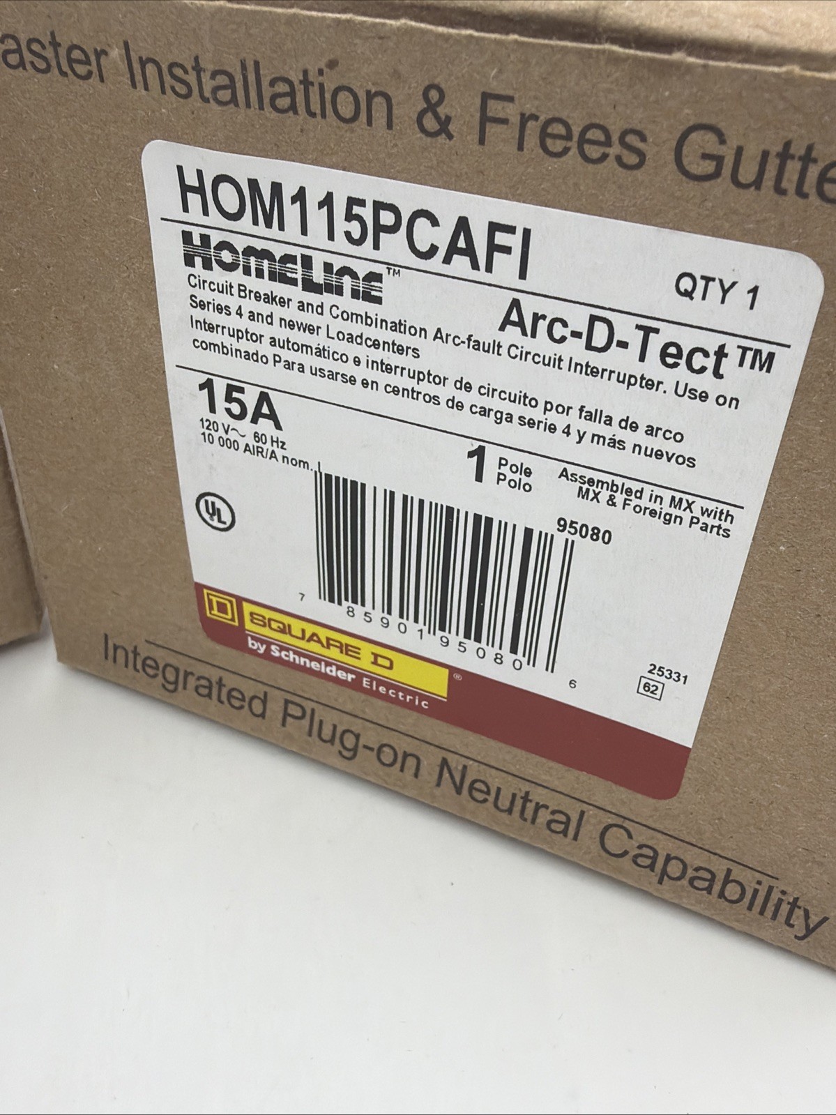 2 PCS Square D HOM115PCAFI 15 A Plug-On Neutral Arc-Fault Breakers NEW