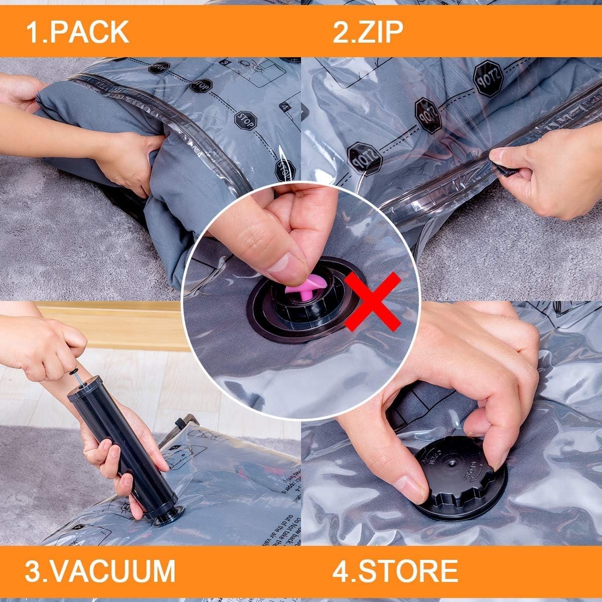 GONGSHI Vacuum Storage Bags, Space Saver Seal Bags For Clothing, Travel Luggage,
