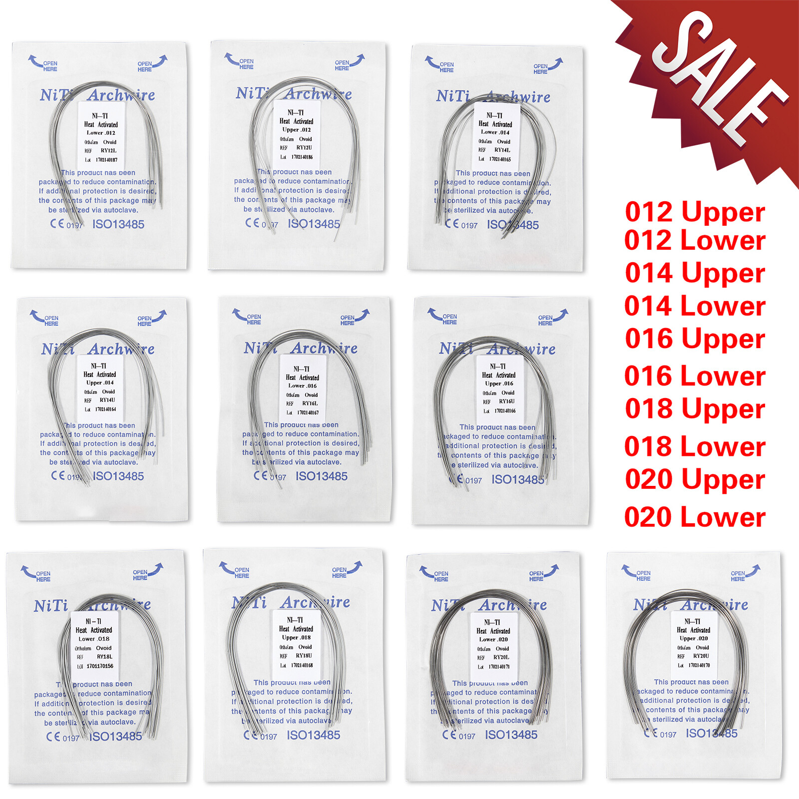 10pcs Dental Orthodontic Niti Heat Activated Arch Wire Round Elastic Ovoid