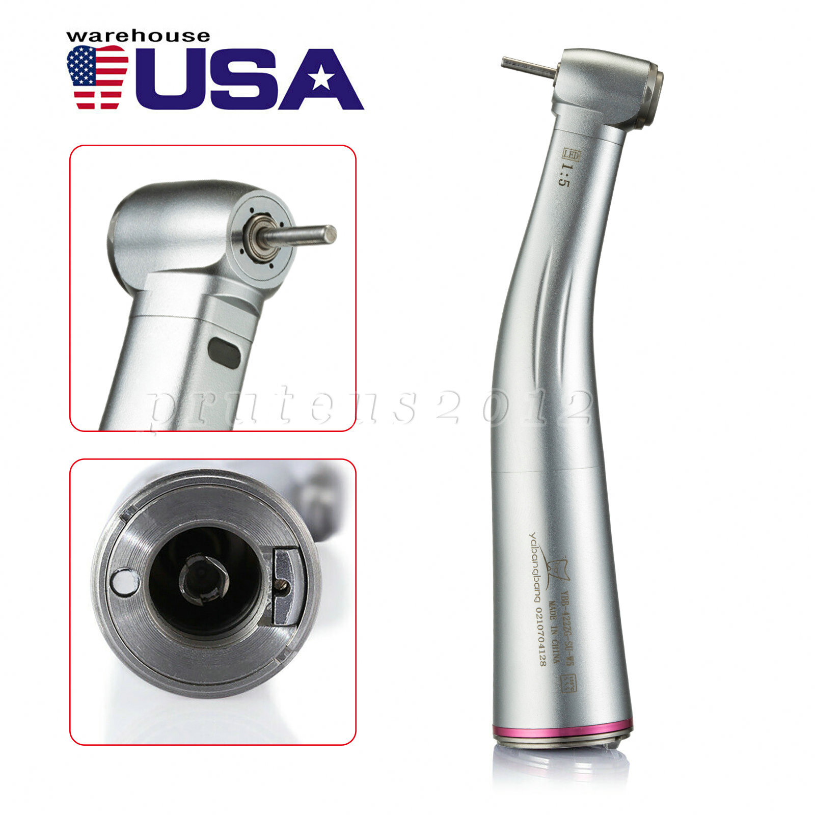 Dental Internal water spray 1:5 Increasing LED Optic Fiber Contra Angle US STOCK