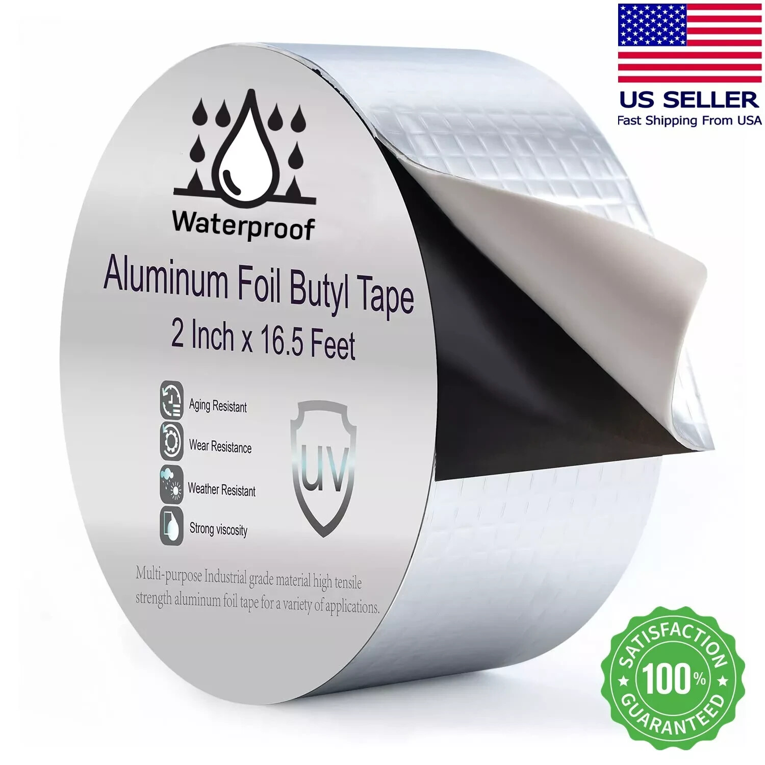 Butyl Waterproof Tape (4 PACK Leak-Proof Roof, RV, Windows, 2″ x16 Feet Long