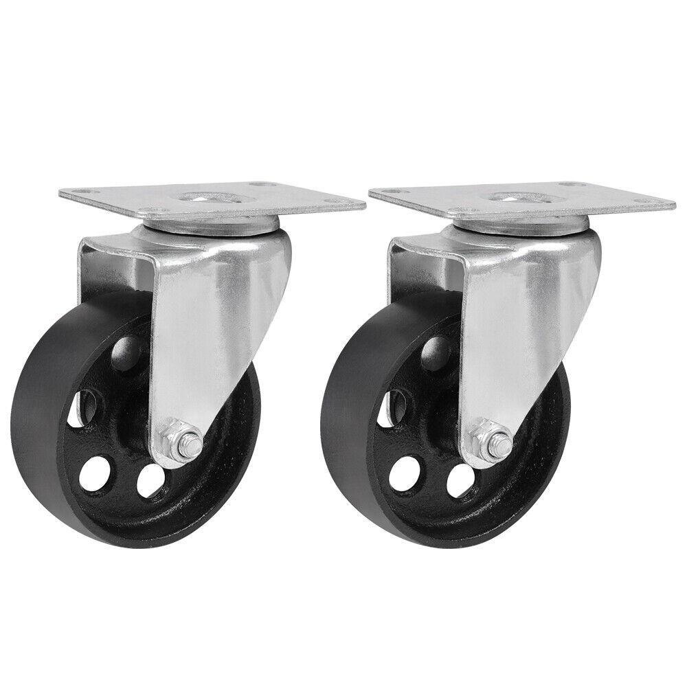 4PCS Heavy Duty Caster 3″ Cast Iron Swivel Wheels Plate Caster 1760Lb Capacity