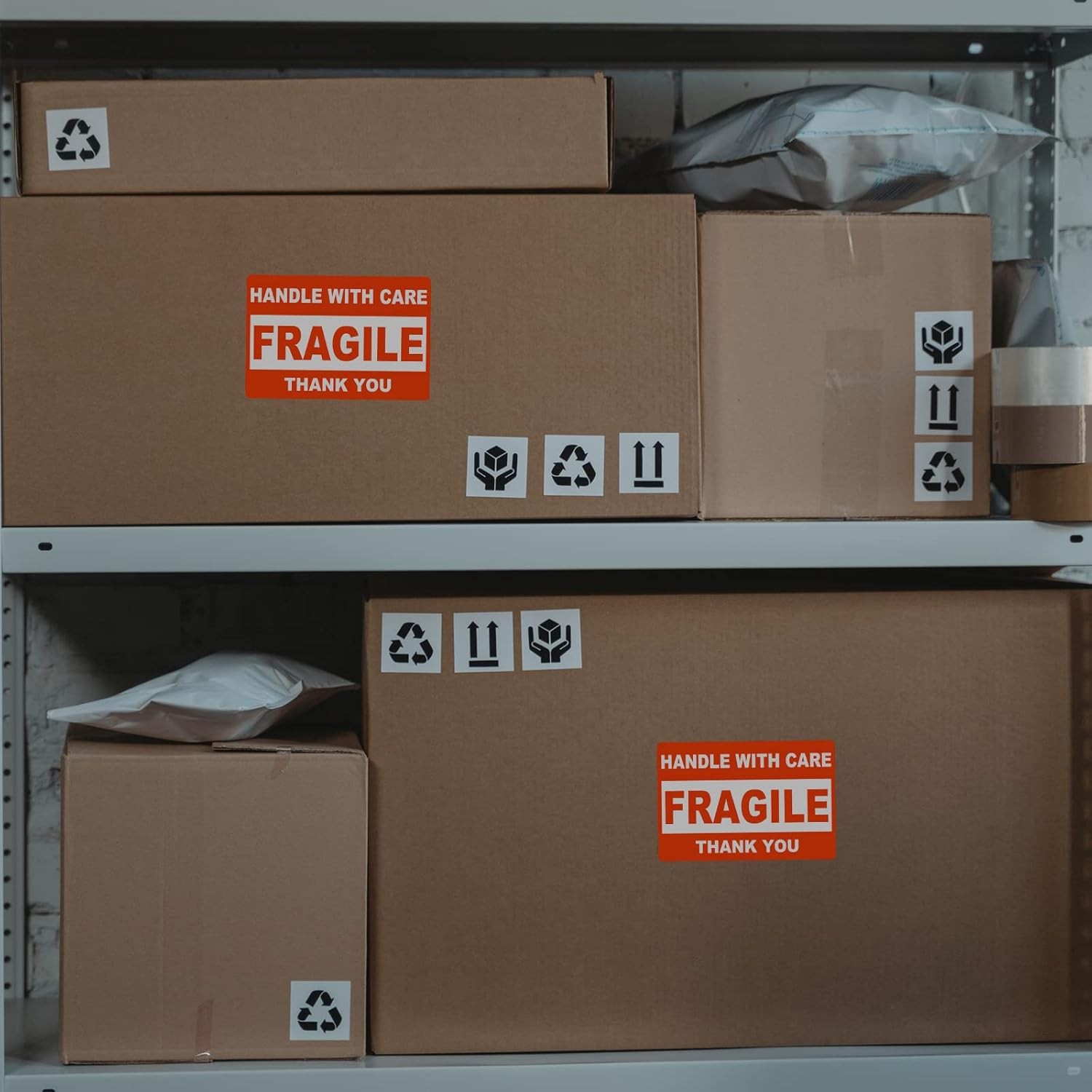 2″x3″ Fragile Stickers 500/Roll Fragile Label Sticker Handle With Care Mailing