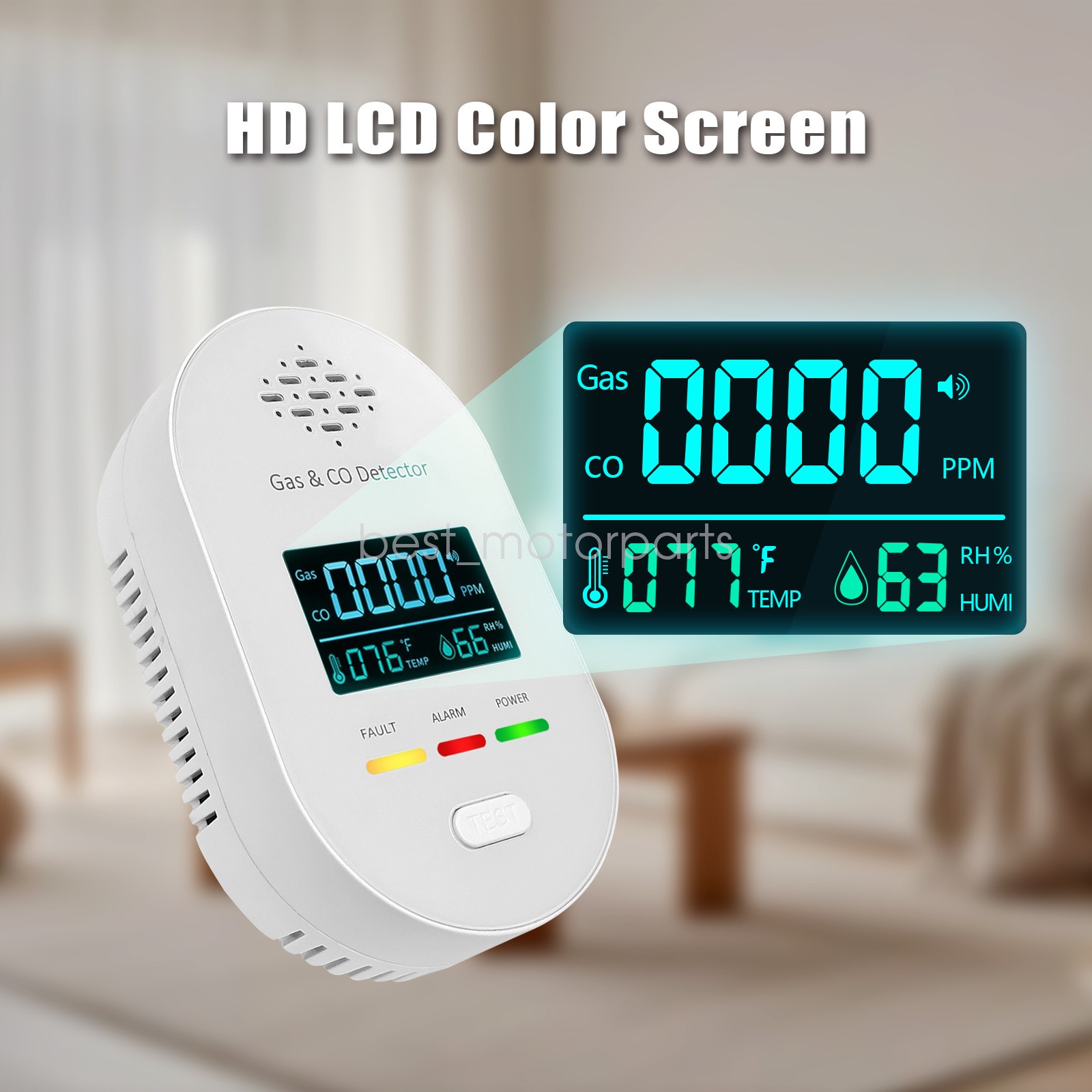 Portable 4-in-1 CO Detector with Smoke & Natural Gas, Plug-in Safety Alarm