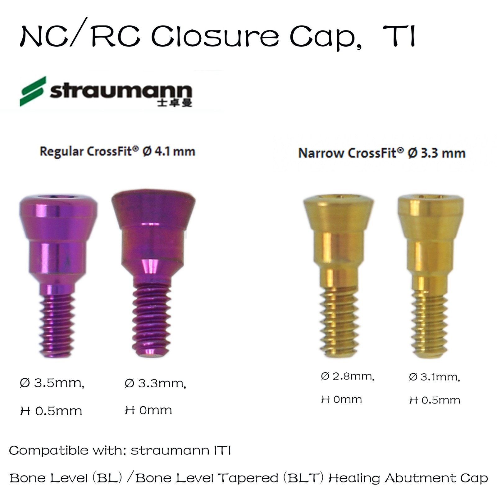US Straumann Closure Screw Healing Abutment For ITI Bone Level BLT NC/RC Platfor