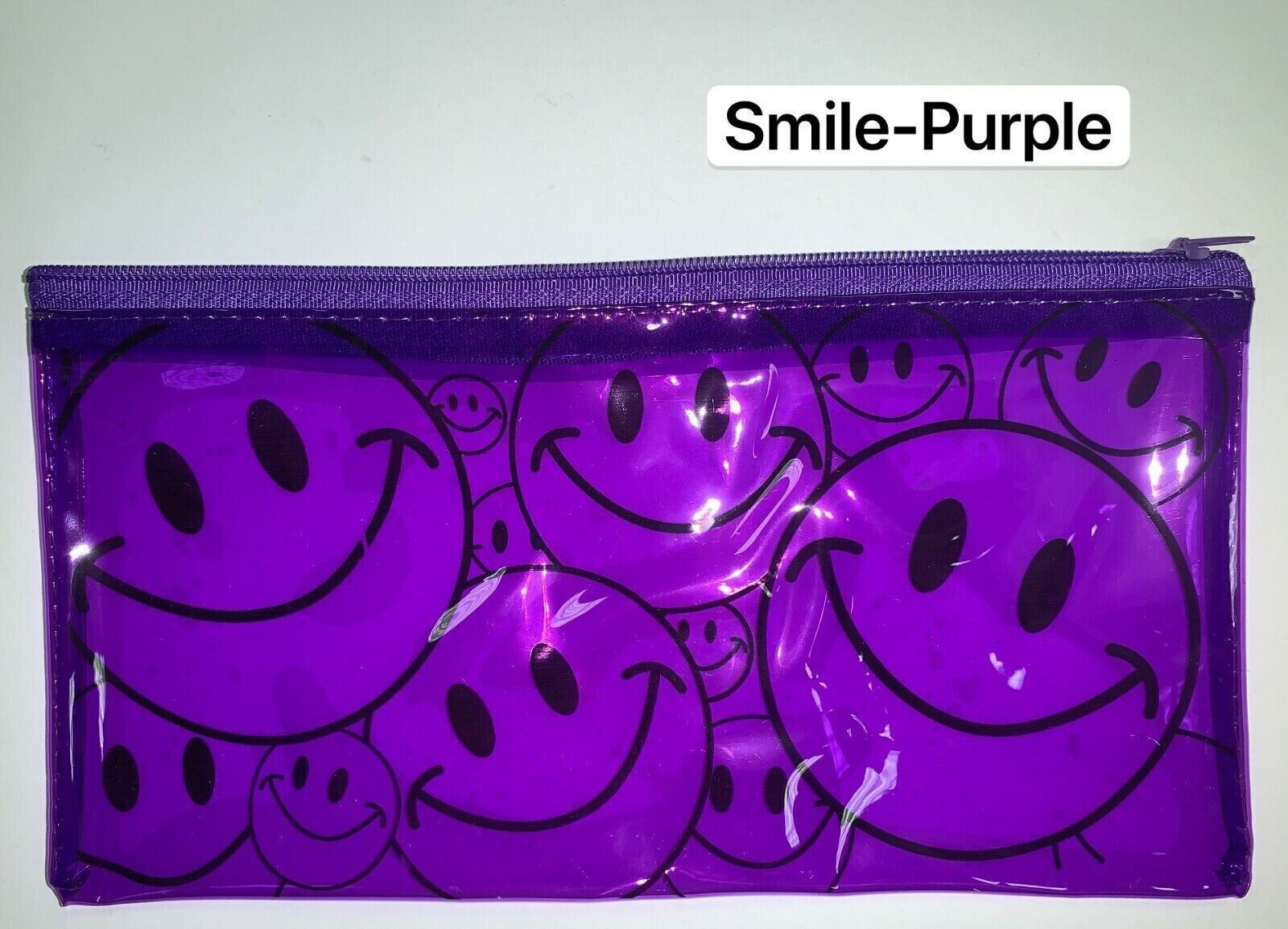 12 PCS 4-Color Smiley Pencil Pen Case Zipper Pouch Cosmetic Bag Waterproof, 1411