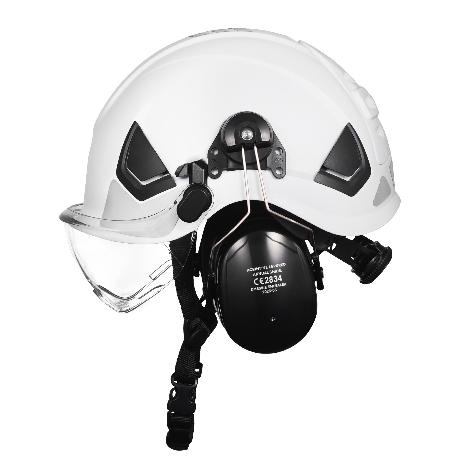 Industrial Safety Helmet with Visor and Earmuffs Adjustable Vented Hardhat