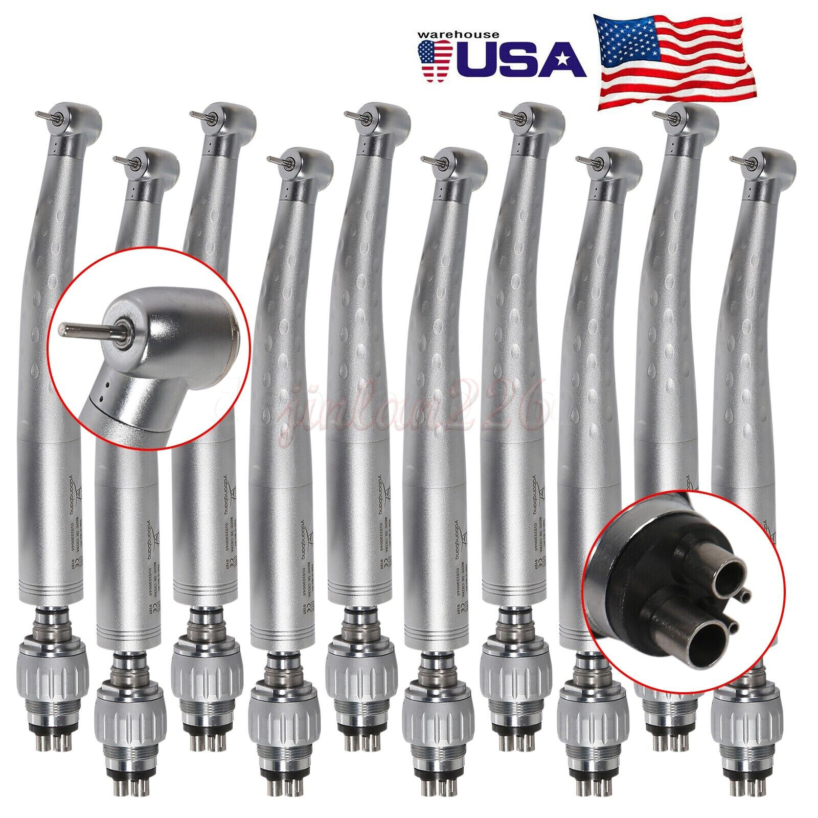 1-10 Packs Dental High Speed Turbine Handpiece with 4-Hole Quick Coupler GB4