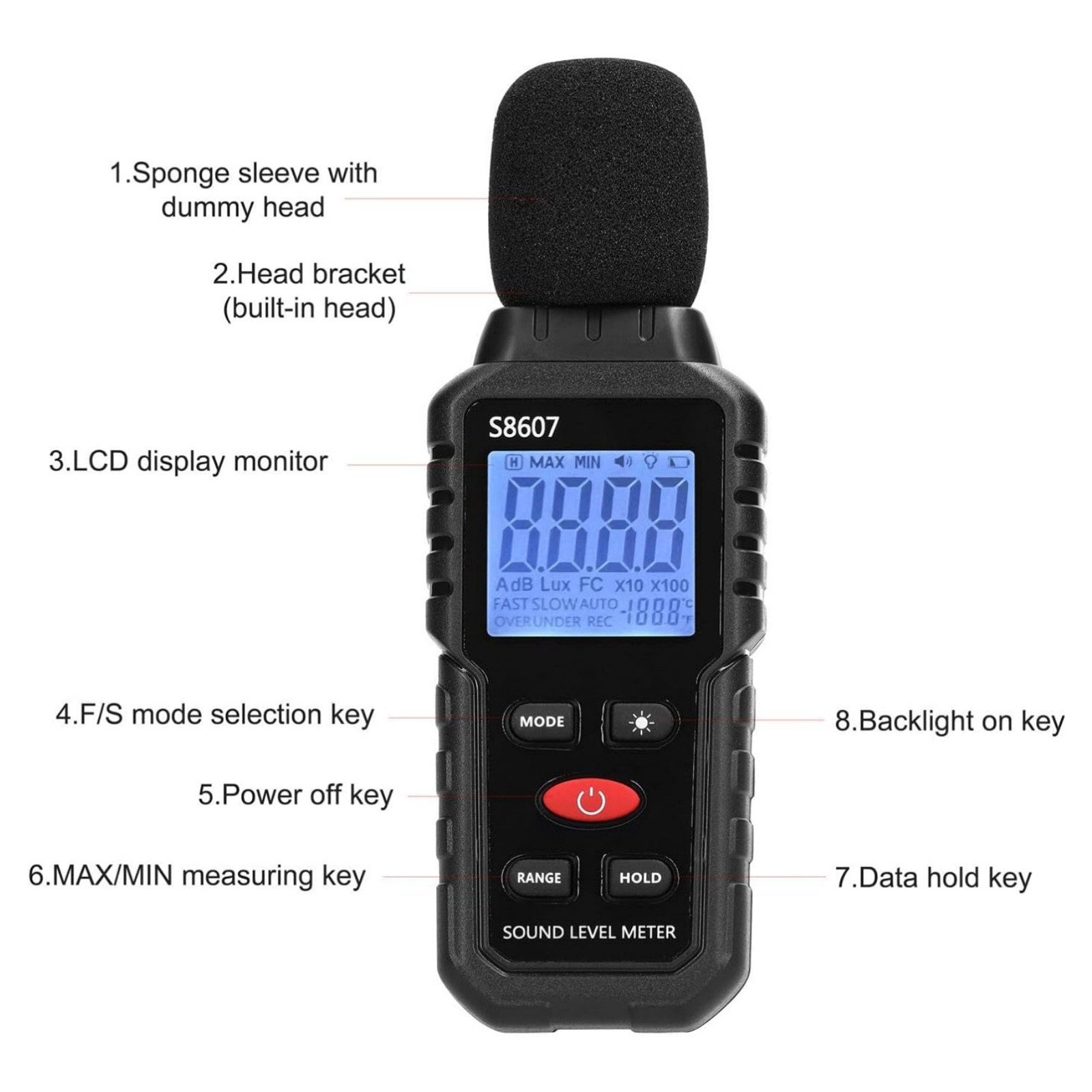 Digital Sound Level Meter Noise Decibel Meter 30-130dB Range Measurement Device