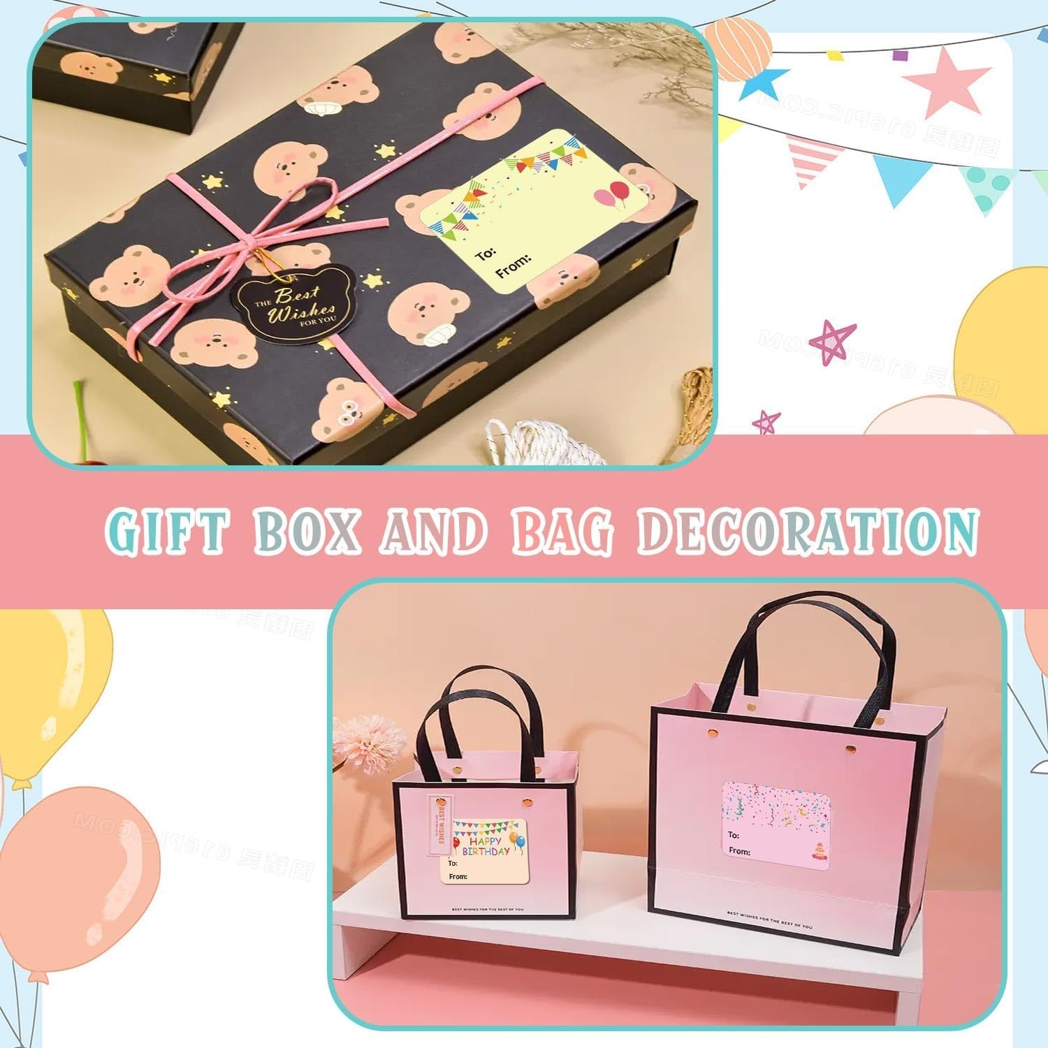 Happy Birthday Gift Tags Name Stickers 1.5 x 2 2×1.5 Inch, Rectangle