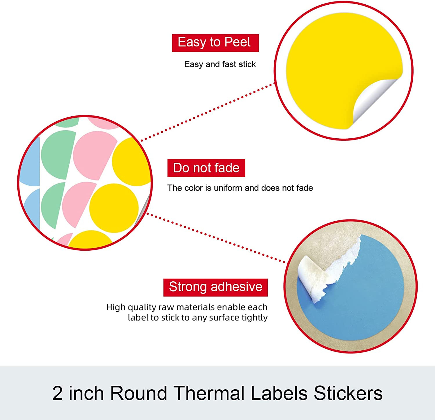2″ 750 Labels Yellow Circle Direct Thermal Stickers Labels Roll Compatible with
