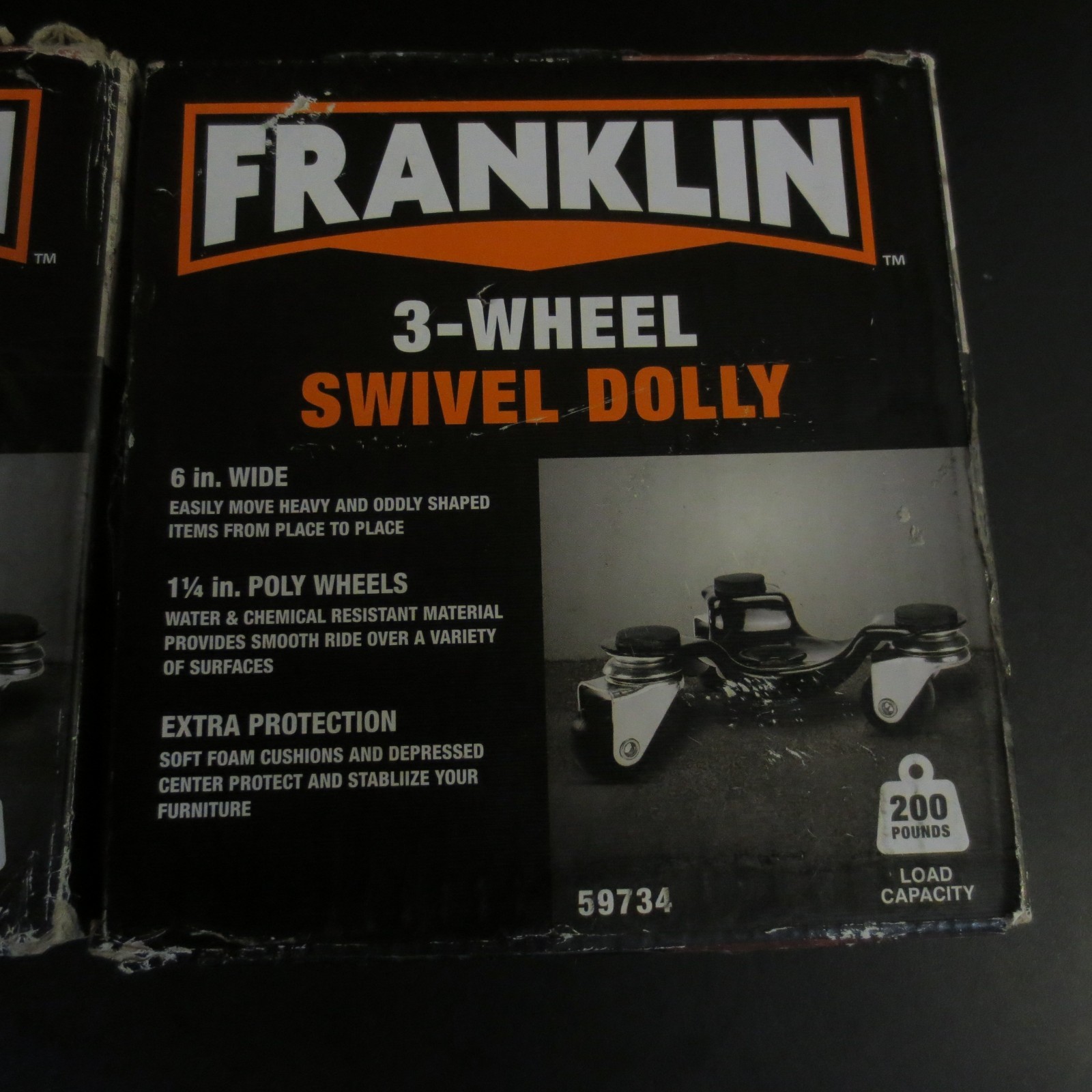 Franklin 3-Wheel Swivel Dolly (6in Wide & 200 Pounds Load Capacity) #59734 – 3PK