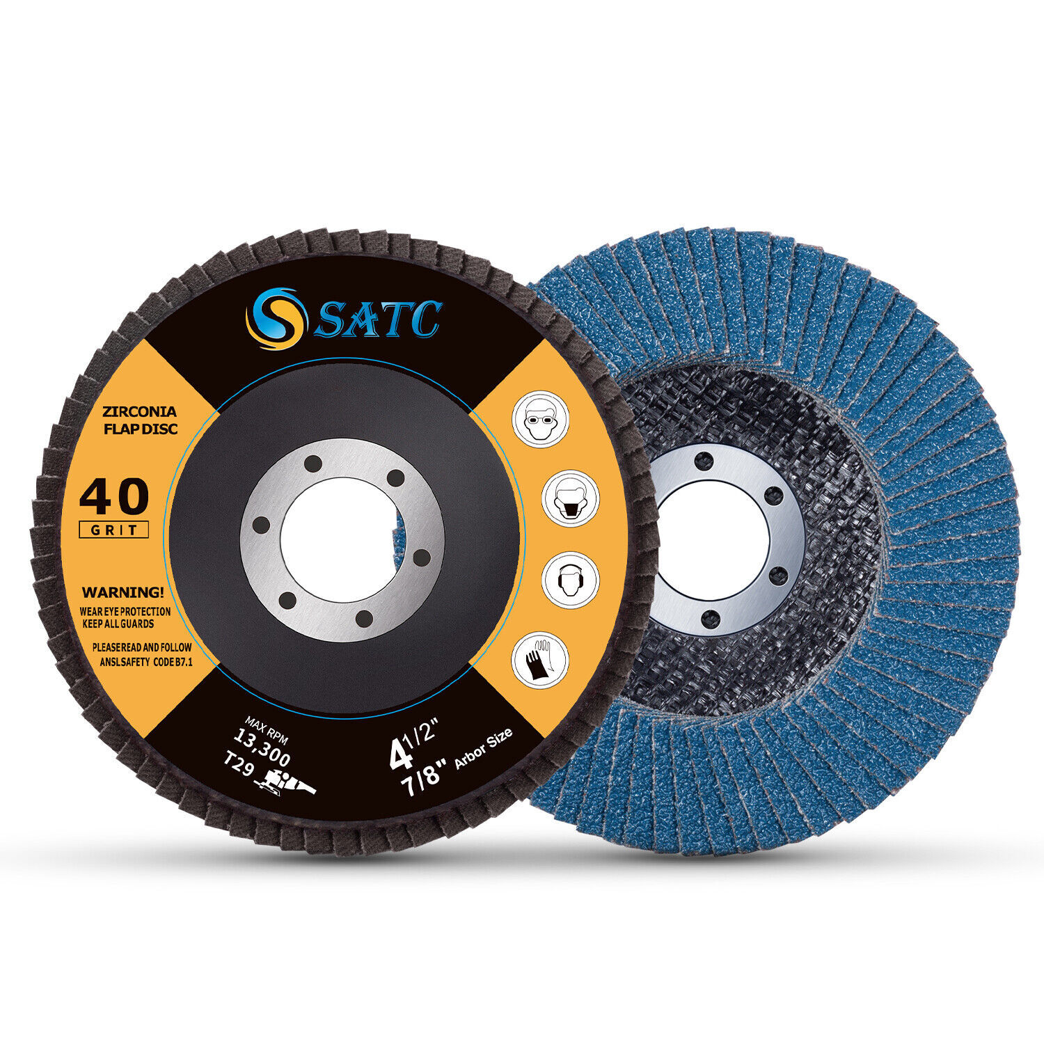 SATC 20x 4.5″ 4-1/2 Flap Disc 40 60 80 120 Grit Angle Grinder Sanding Grinding