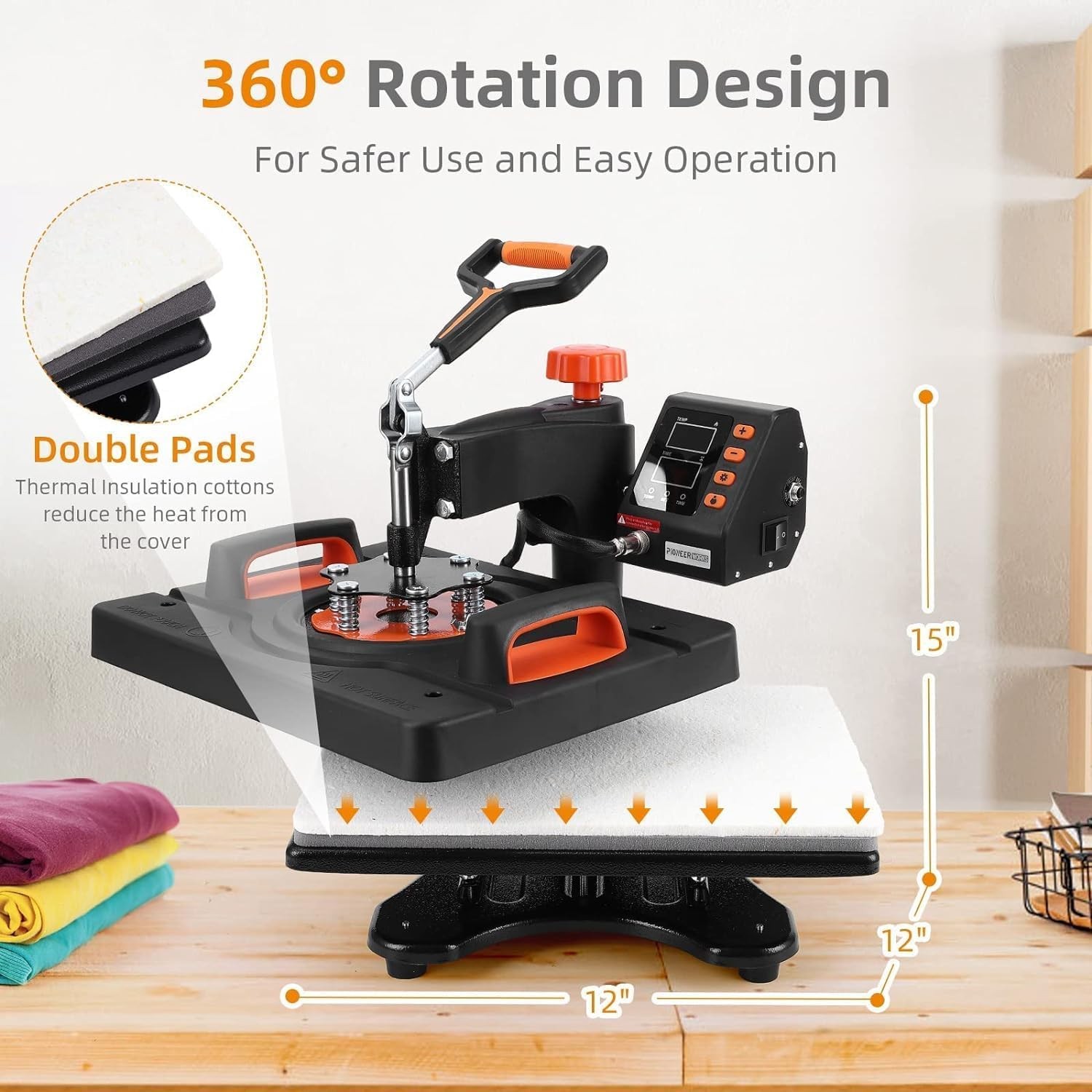 6 in 1 Heat Press Machine Sublimation Printing 12″x15″ For T-Shirt Mug Hat Plate