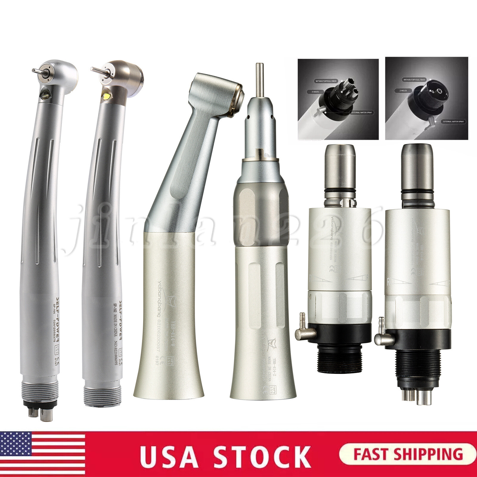 Kit de pieza de mano turbina fibra óptico dental LED de alta y baja velocidad