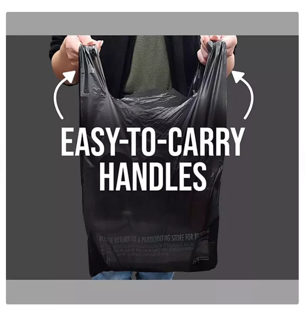 Black T-Shirt Carryout Bags, 11.5″ x 6.5″ x 22″ (1,000 ct.)