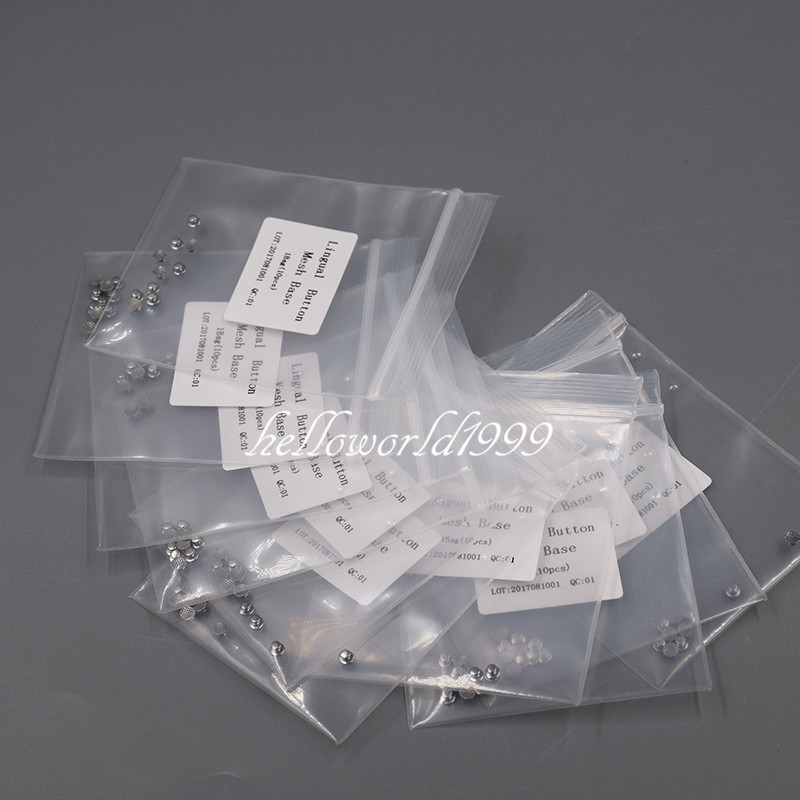 100 Pcs/10packs Dental Orthodontic Lingual Buttons Bondable Round Base Mesh
