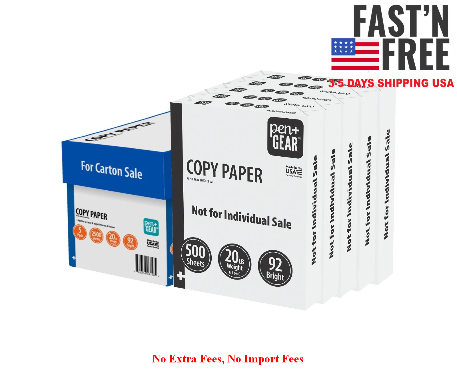 2 Pack Pen+Gear Copy Paper 8.5 x 11 92 Bright White 20 lb 5 Ream 2500 Sheets