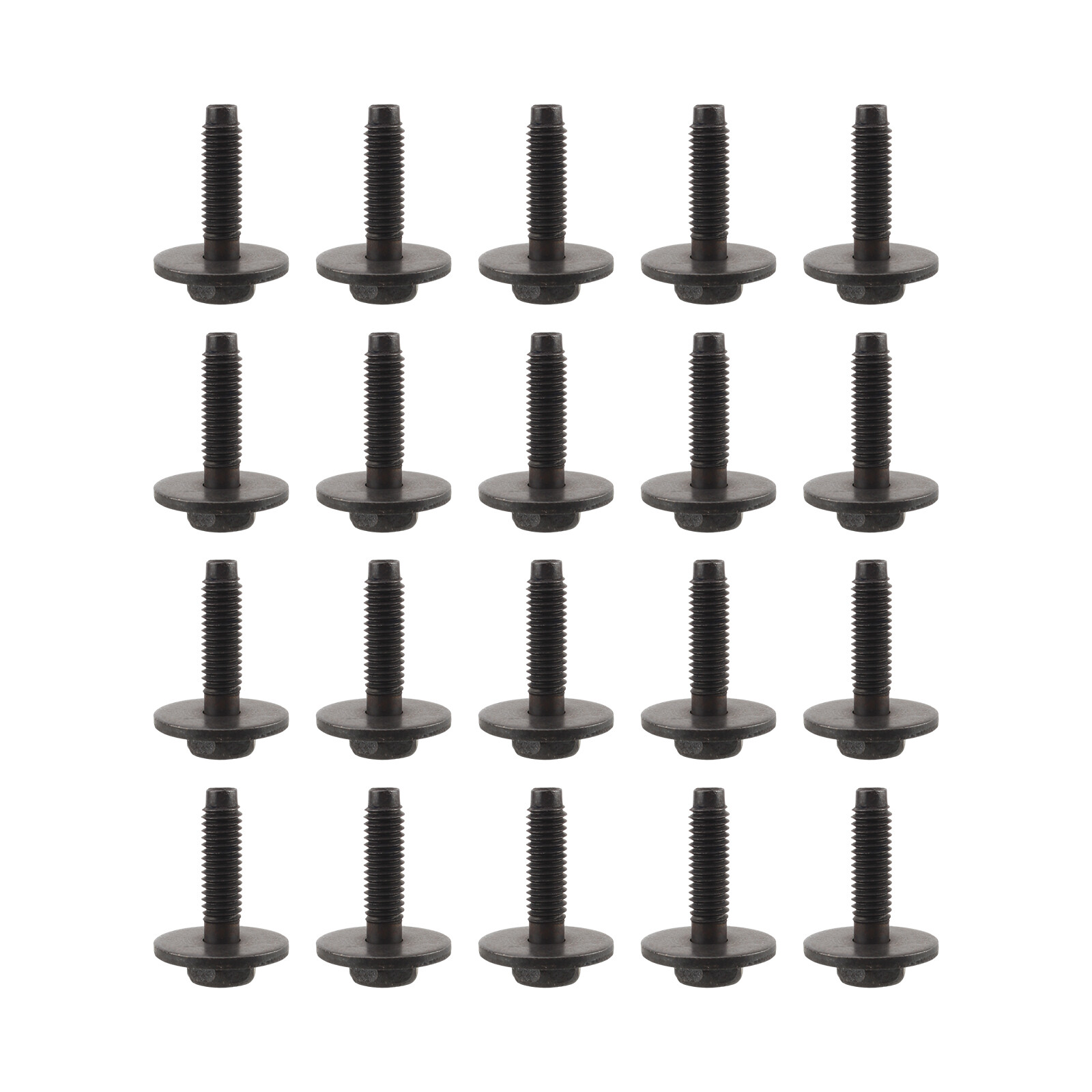 M6-1.0 x 20mm Flanged Hex Head Bolts Flange Screws Black Oxide Finish – 20Pcs