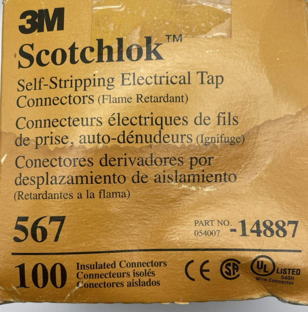 100 Pack – Genuine 3M 567 Scotchlok Self-Stripping Electrical Tap Connector