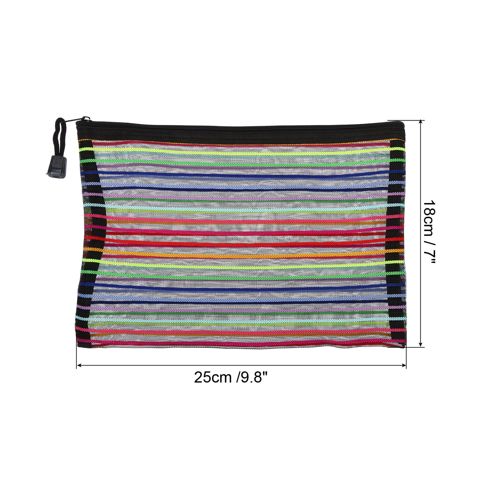 12Pcs Mesh Zipper Pouch, A5 Document Makeup Zipper Bag Travel Pouch, Black