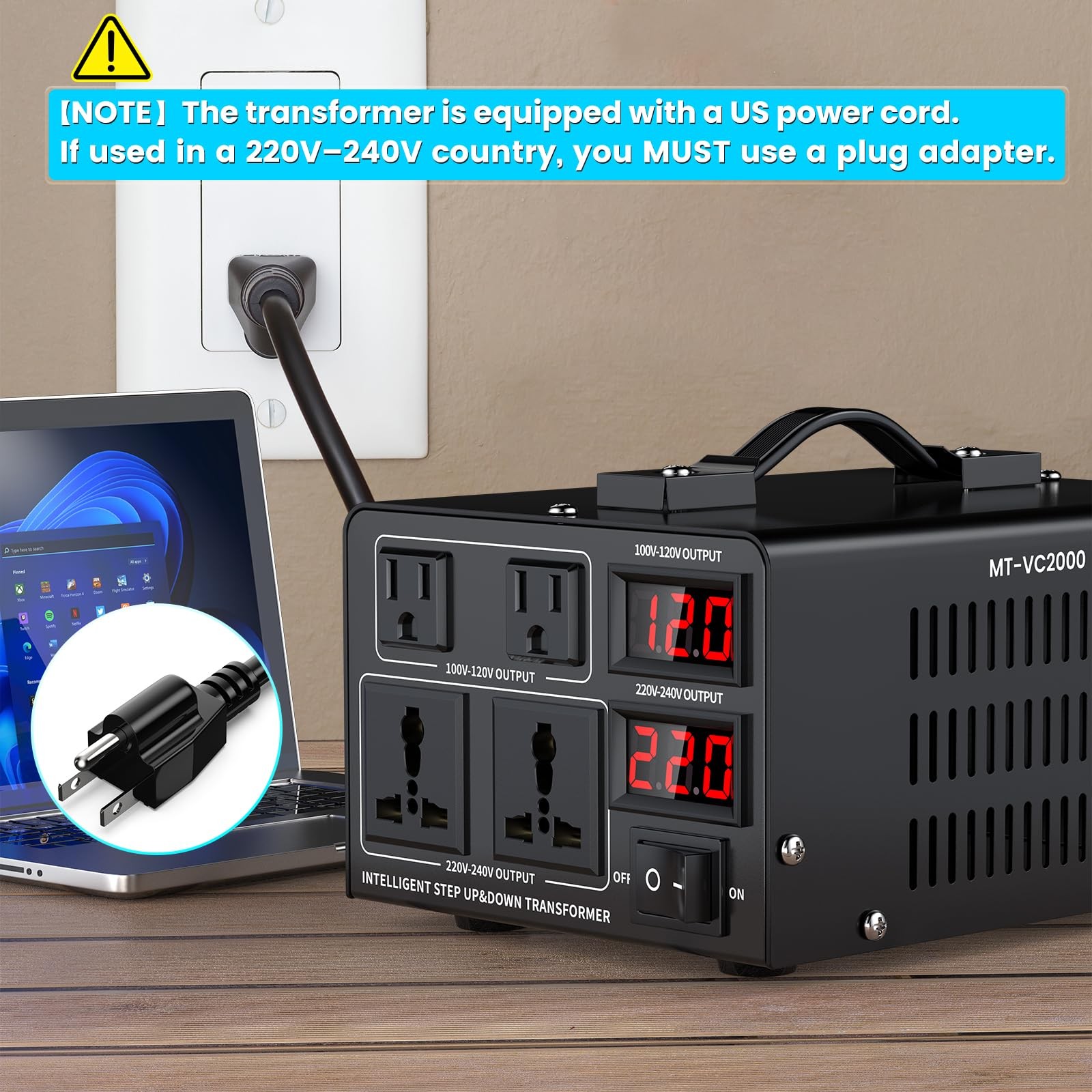 Jlouneo 2000W Voltage Converter Transformer110V To 220V Or 220V To 110V Step