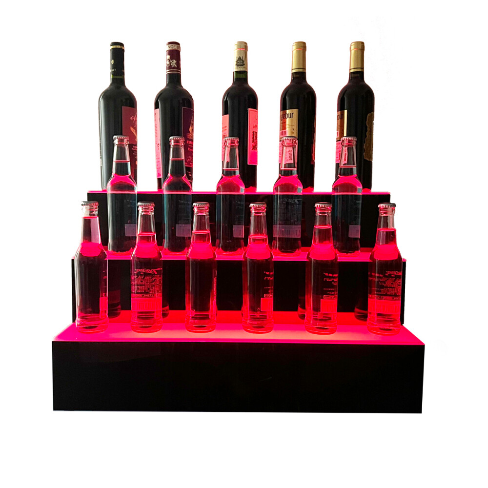 31″MultiColor LED Lighted Liquor Bottle Display 3 Tier for Home Commercial Bar