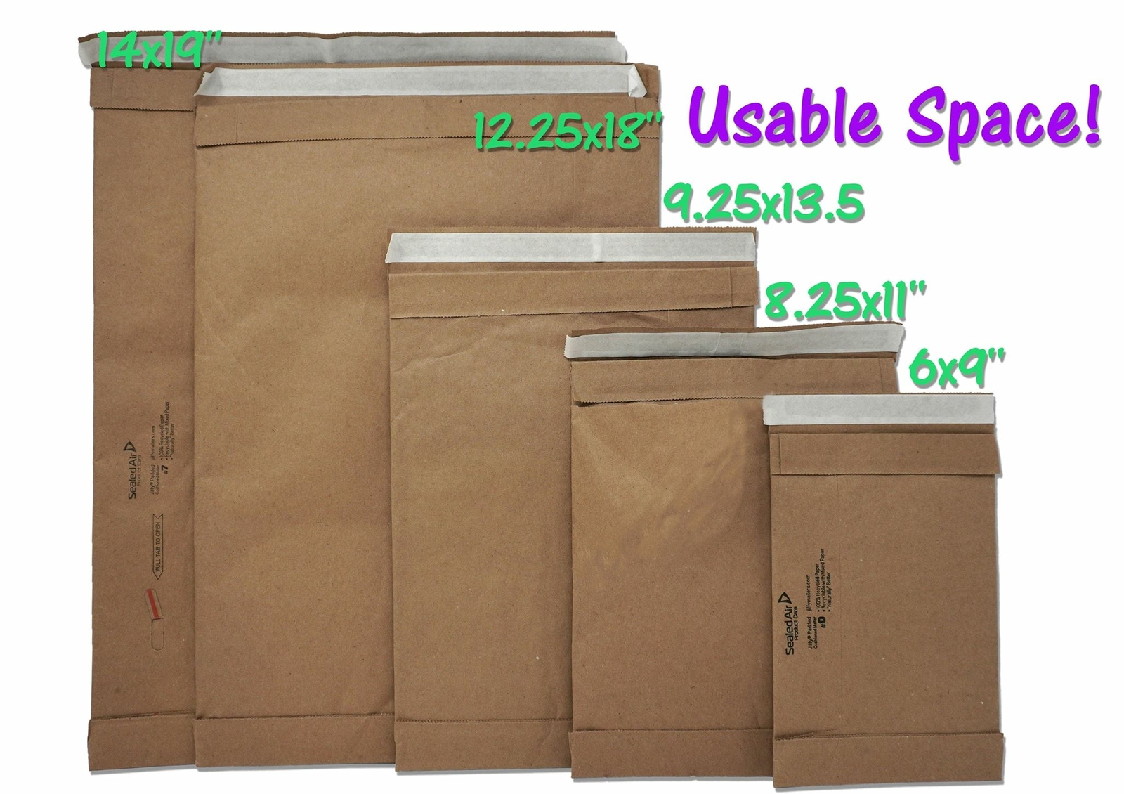 Eco Friendly Brown Kraft Heavy Duty Paper Padded Mailers! Cushioned Recyclable M