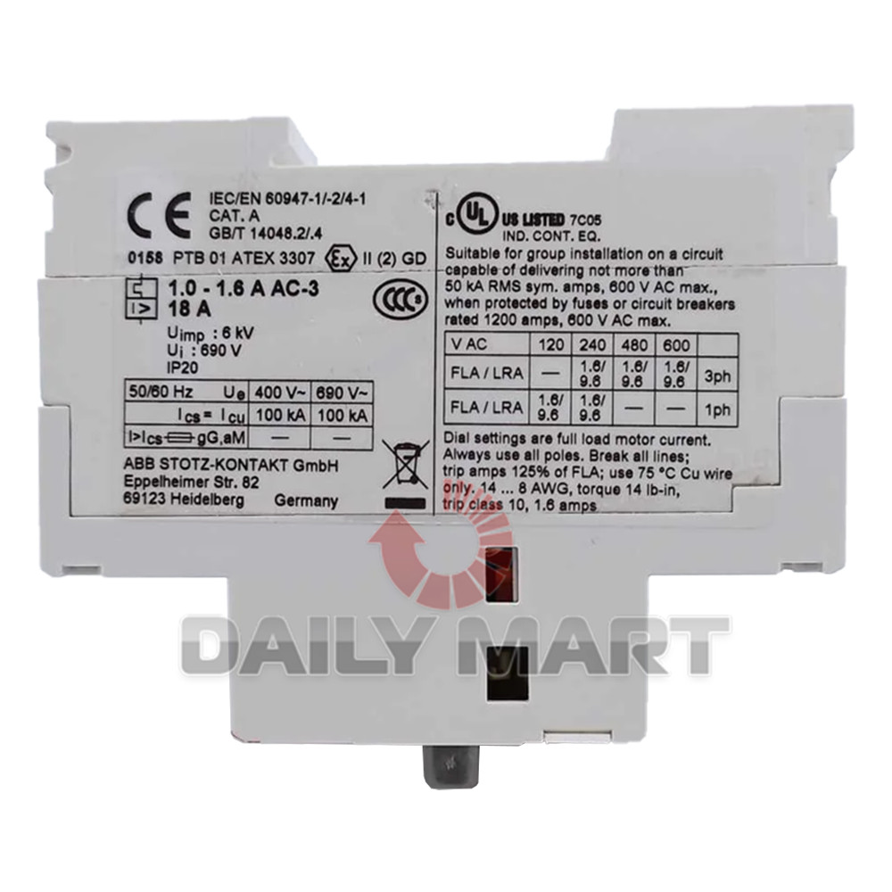 New In Box ABB MS325-1.6 Motor Circuit Breaker 1-1.6A