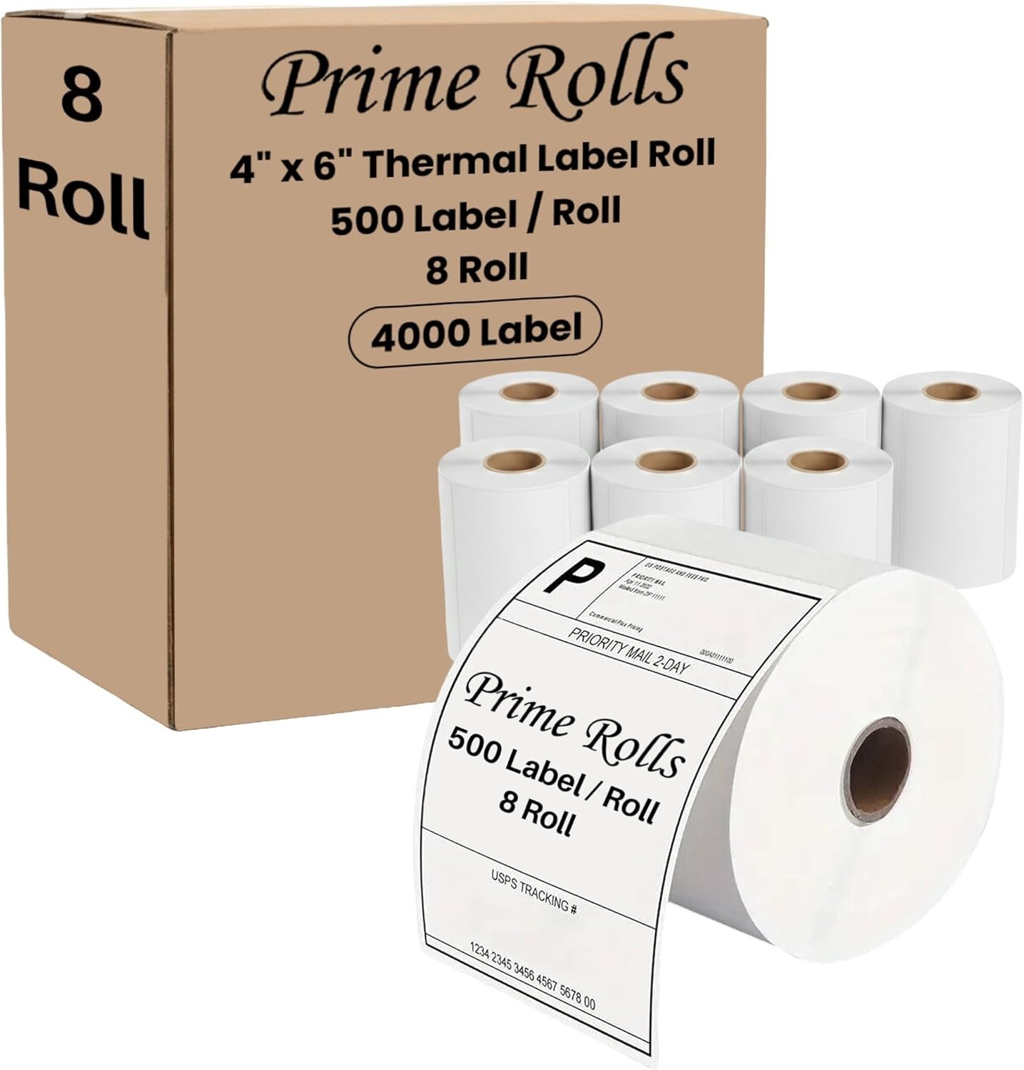 4 x 6 Direct Thermal 500 per Roll Shipping Labels for Zebra Rollo (Not for Dymo)