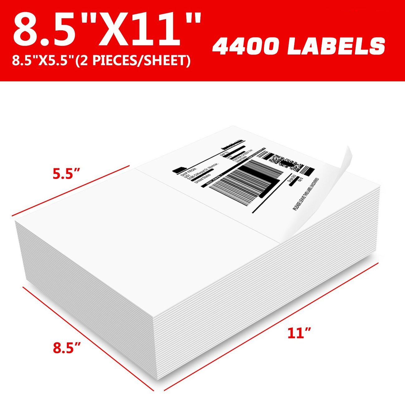 200-11000 Half Sheet Address Shipping Labels Blank Page 8.5 x 5.5 Self Adhesive