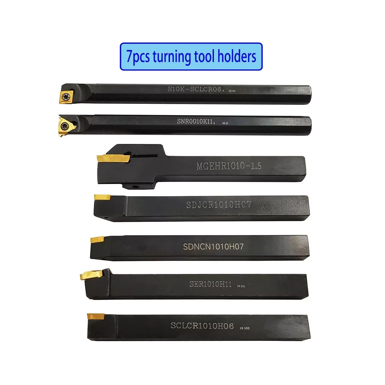 21PCS 3/8 ” 10mm Shank Indexable Carbide Lathe Turning Insert Tool Holder