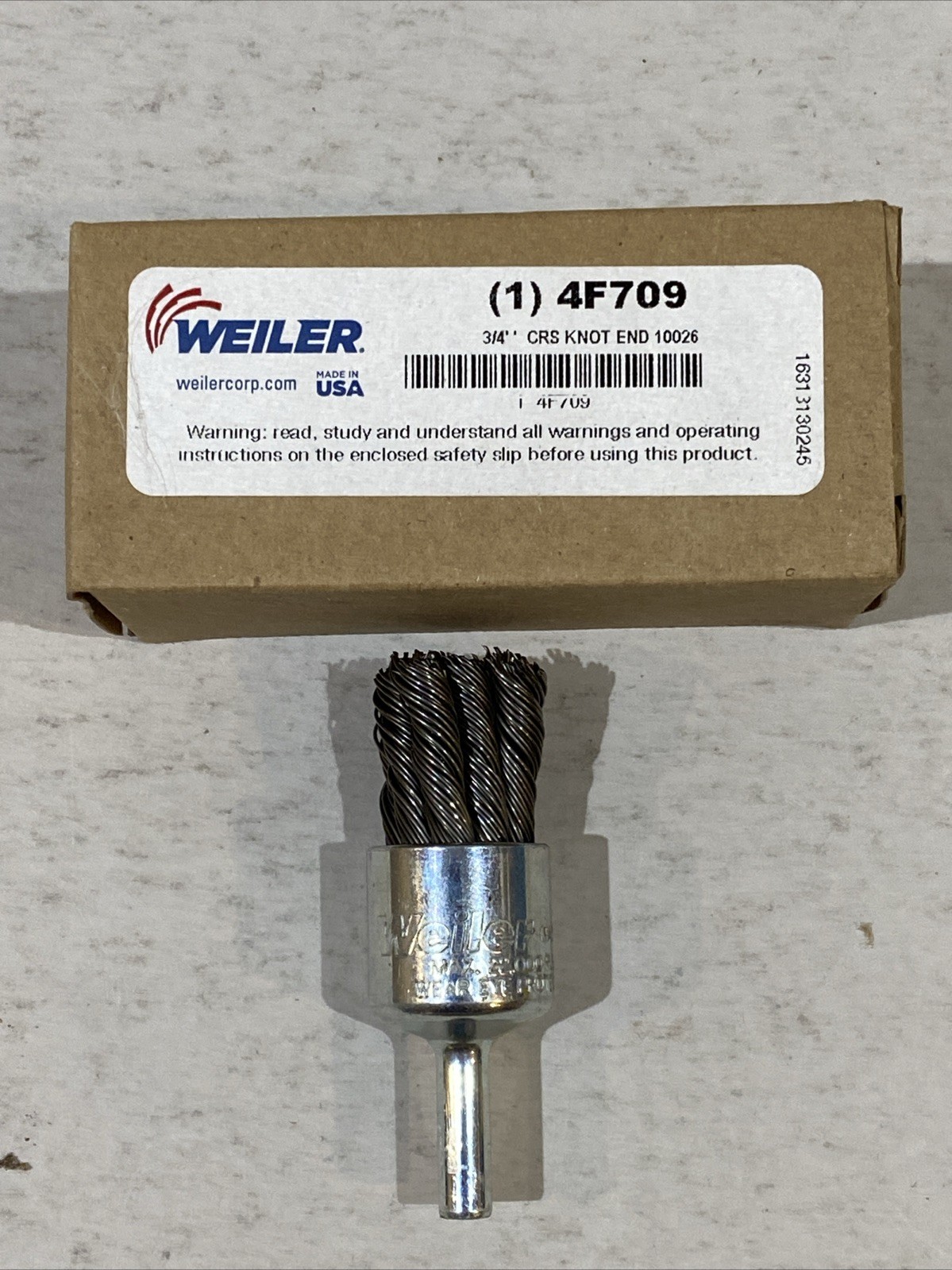 WEILER 90192 Crs Knot Wire End Brush,Steel,3/4 In. 4F709 1/4″ Shank FREE SHIP!