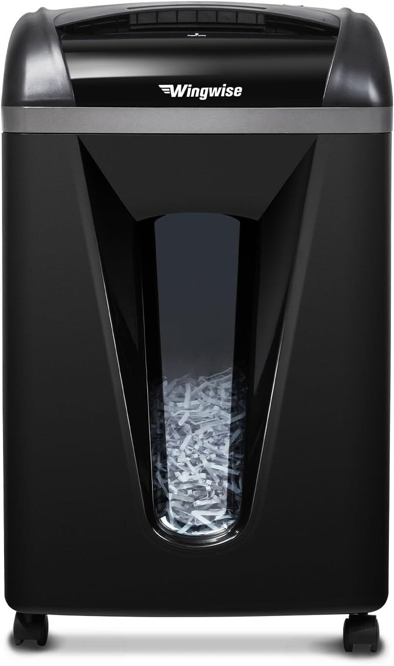 58 dB Paper Shredder 15 Sheet P-4 Cross Cut with 5.8 Gallons Bin Shreds CD,