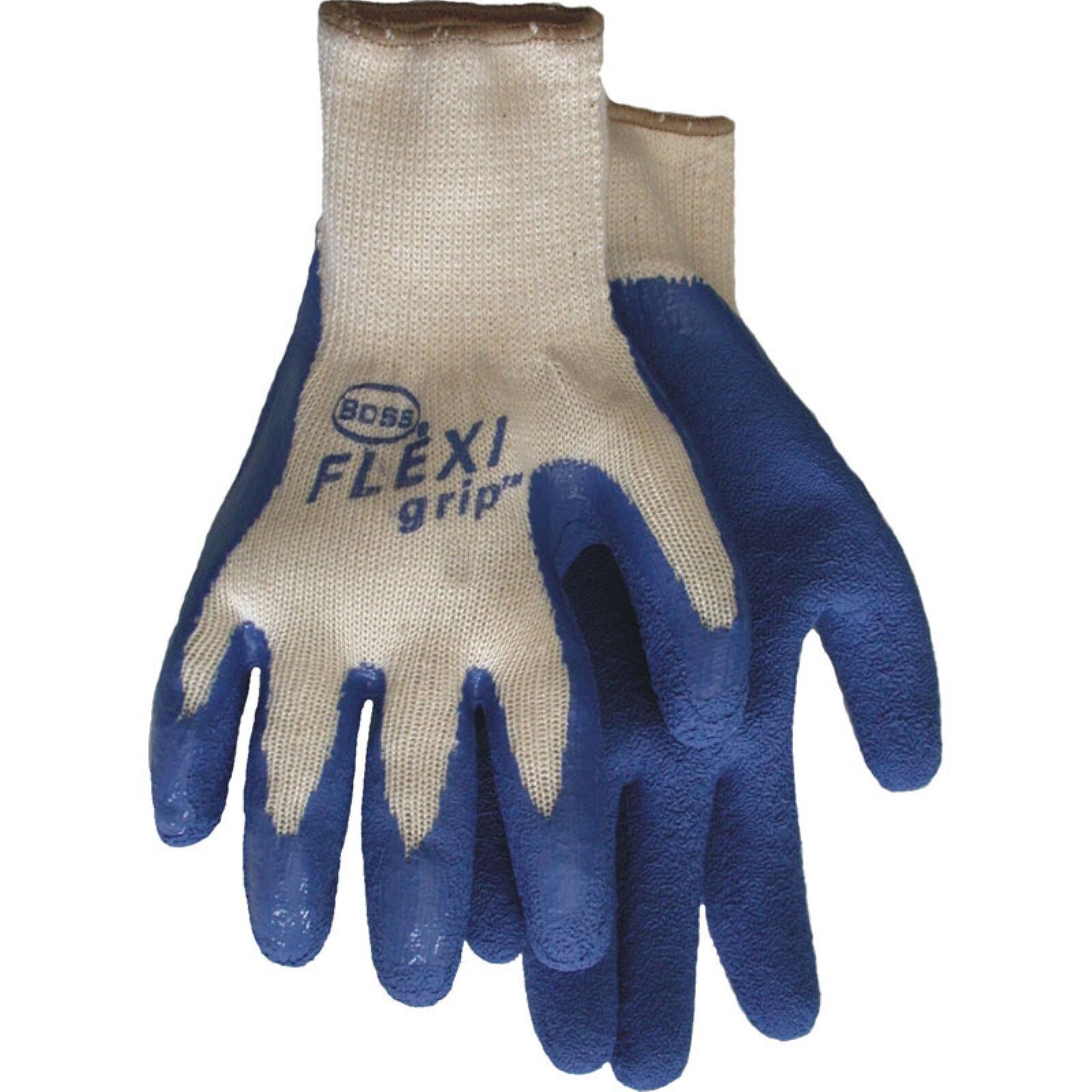 BOSS UNISEX ADULT FLEXI GRIP KNIT WORK GLOVES BREATHABLE sz S, XL BLUE WHITE