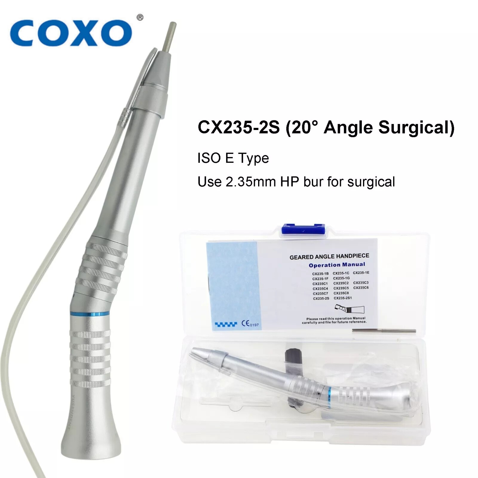 COXO CX235-2S Dental 20° Straight Low-speed Handpiece 1:1 External