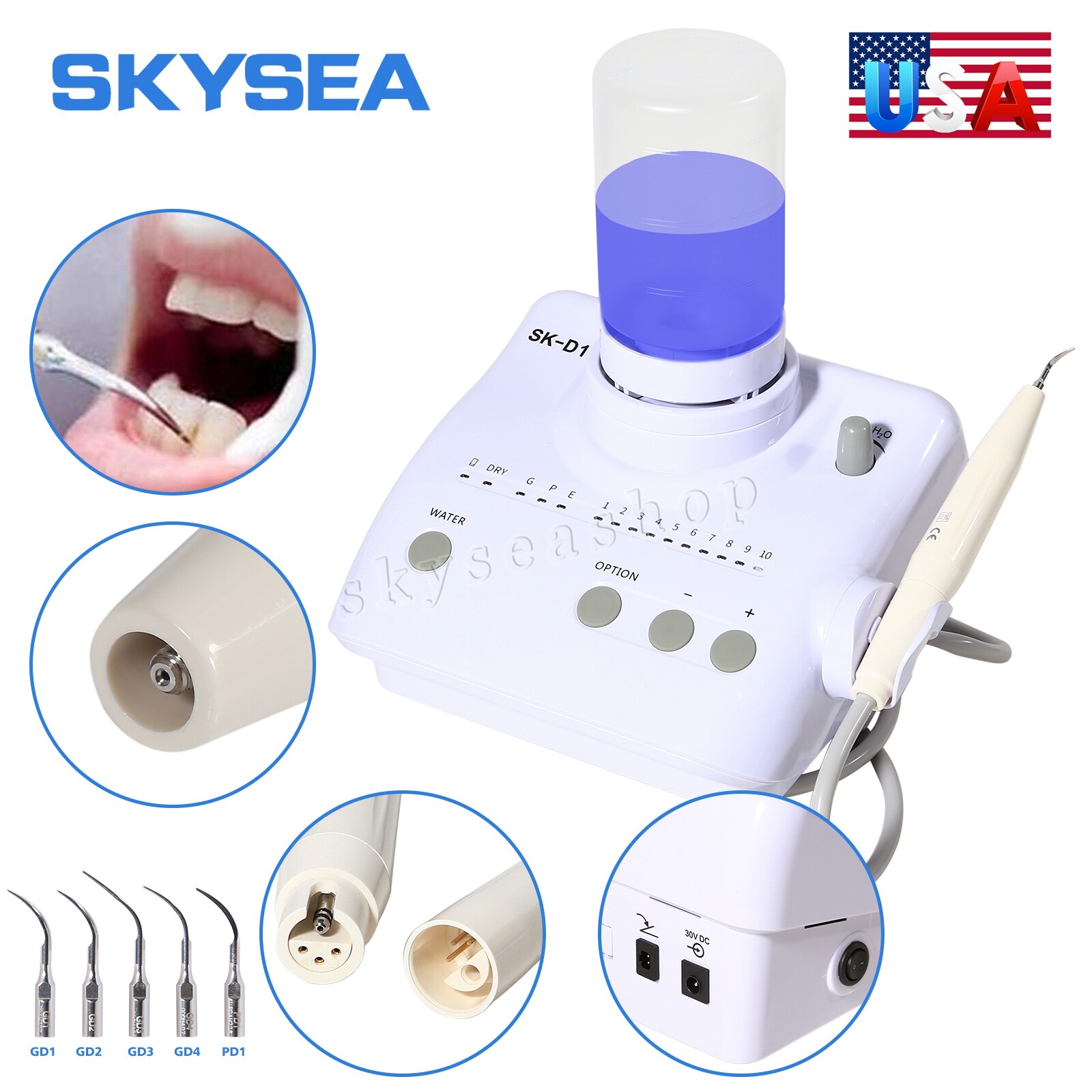 SK-D1 Dental Ultrasonic Piezo Scaler Unit w/2*Bottles 5*Tips For DTE SATELEC UPS