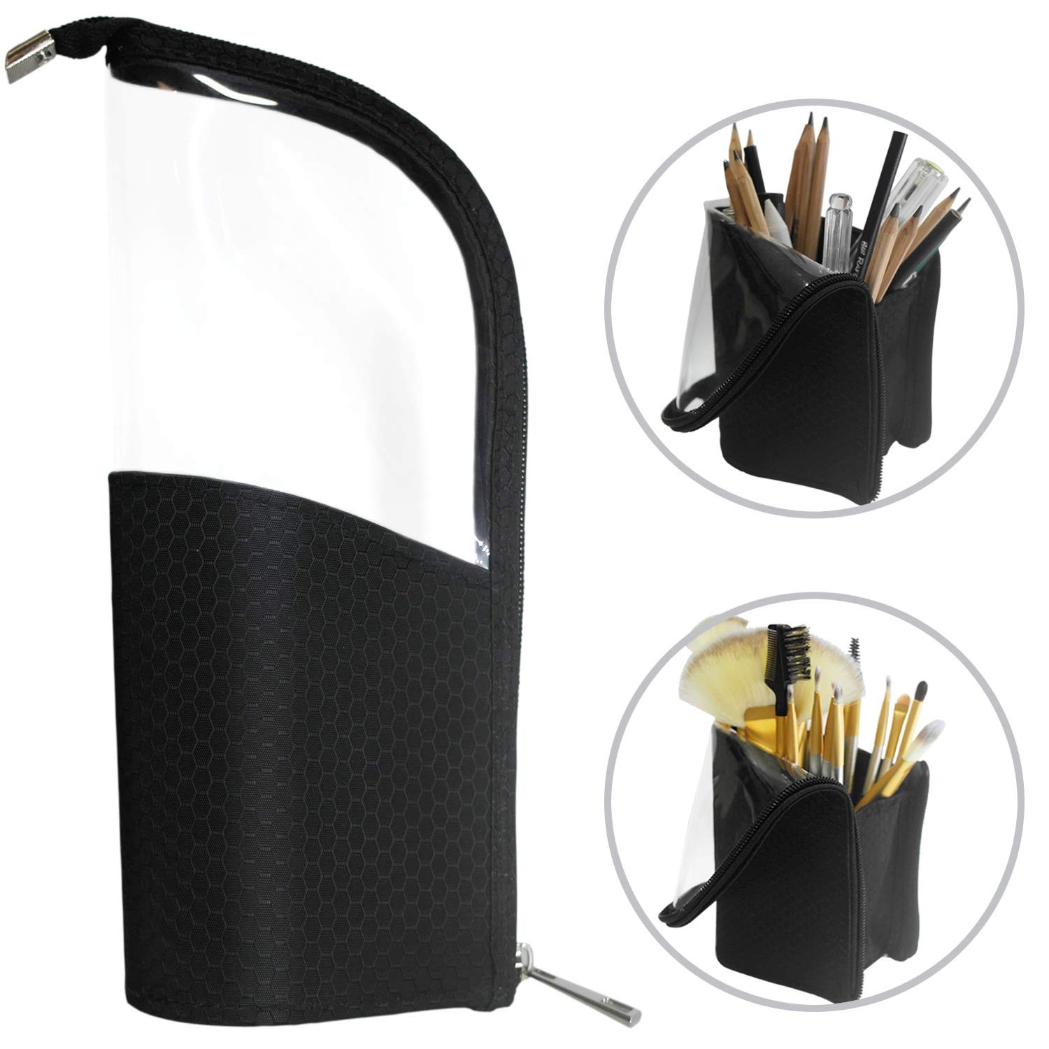Travel Makeup Brush Holder Organizer Zipper Cosmetic Bag Portable Toiletry Pouch