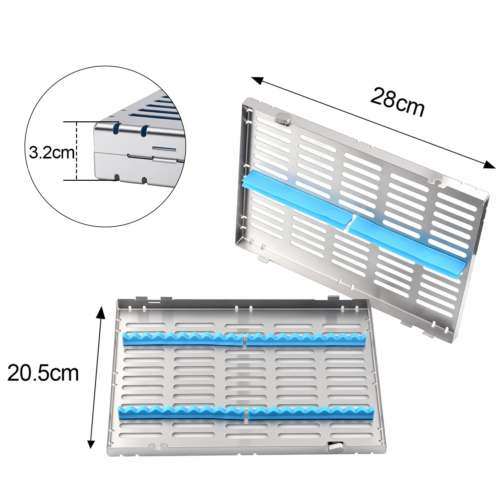 135°C Autoclavable Dental Sterilization Cassette Rack Box for 20 Grid Instrument