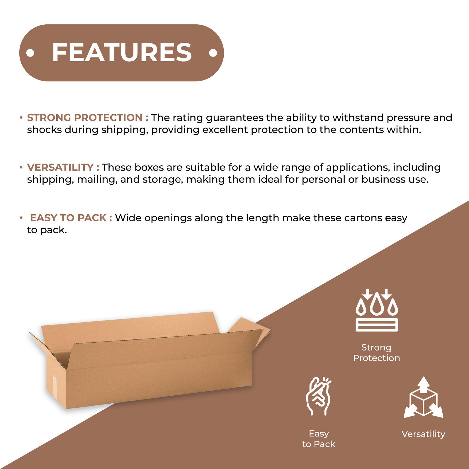 24 x 8 x 4″ Long Corrugated Boxes, ECT-32 Brown Shipping/Moving Boxes 25 Boxes