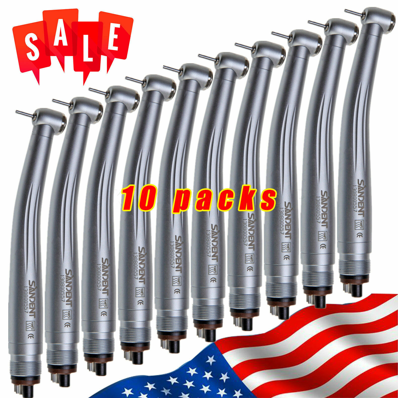 10 SANDENT NSK Style Dental High Speed Handpiece Push Button Standard Head 4H ST