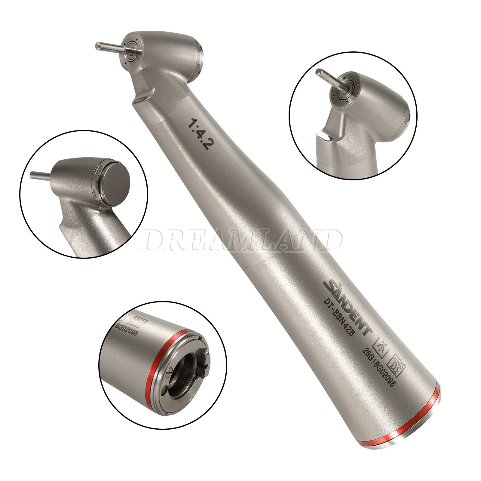 Dental 45° Angle inner Channel contra angle fiber optic LED 1:4.2 handpiece USA