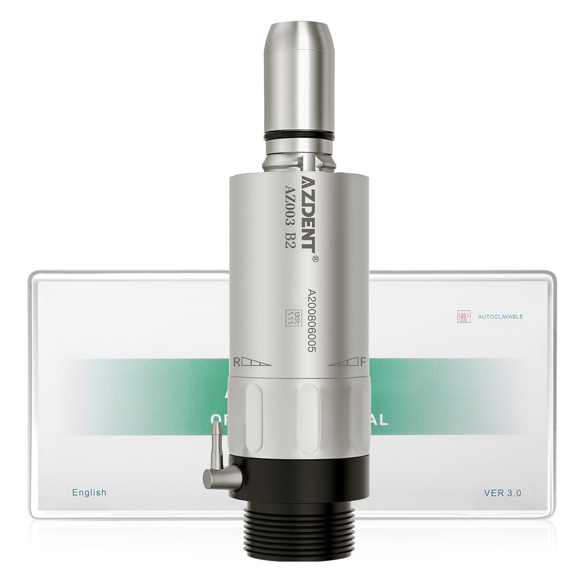 AZDENT Dental 1:1 Direct Drive Low Speed Air Motor Turbine Handpiece 2 Holes
