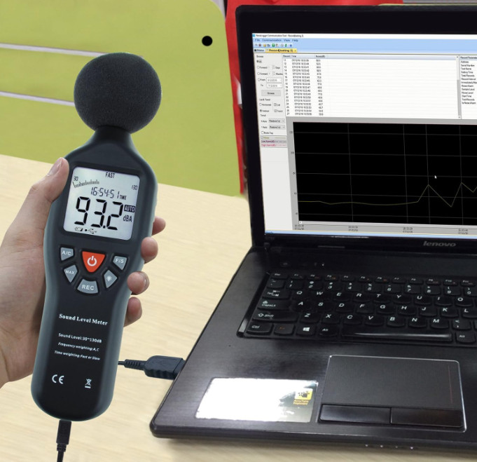 Portable Digital Decibel Meter 30–130dB with Data Logging for Home & Office